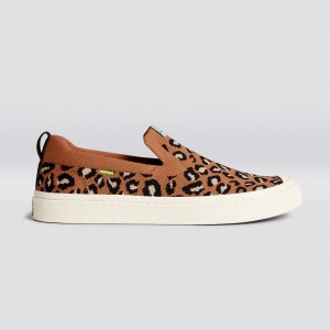 Cariuma Low Top Bamboo Weave Knit Vegan IBI Slip-On Herr Leopard | 352196-ZOW