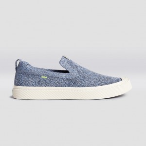 Cariuma Low Top Bamboo Weave Knit Vegan IBI Slip-On Dam Blå | 965271-EQD