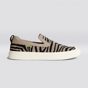 Cariuma Low Top Bamboo Weave Knit Vegan IBI Slip-On Dam Zebra Print | 402769-MXZ