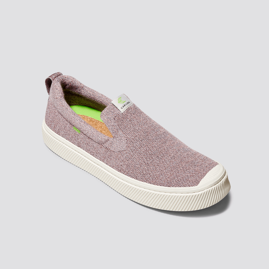 Cariuma Low Top Bamboo Weave Knit Vegan IBI Slip-On Herr Stone Blush | 390642-VWC