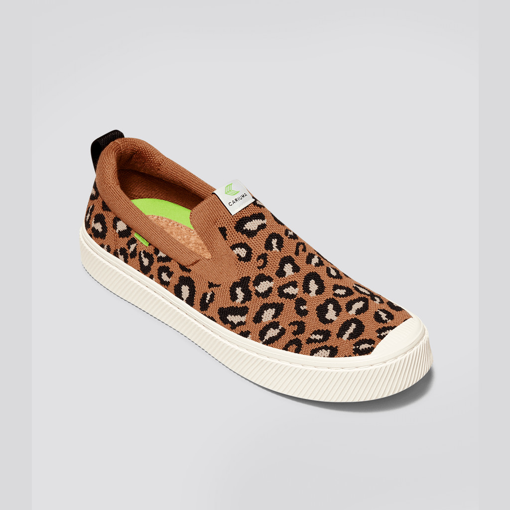 Cariuma Low Top Bamboo Weave Knit Vegan IBI Slip-On Herr Leopard | 352196-ZOW