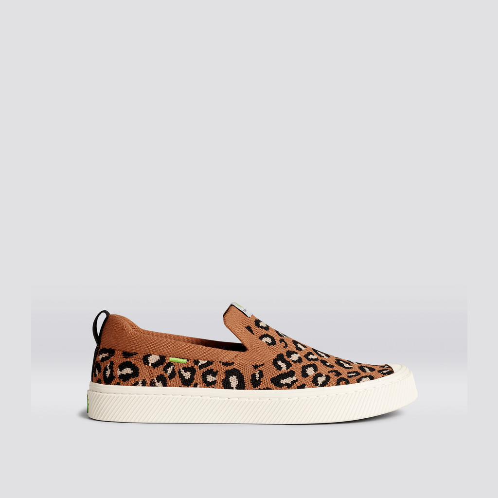 Cariuma Low Top Bamboo Weave Knit Vegan IBI Slip-On Herr Leopard | 352196-ZOW