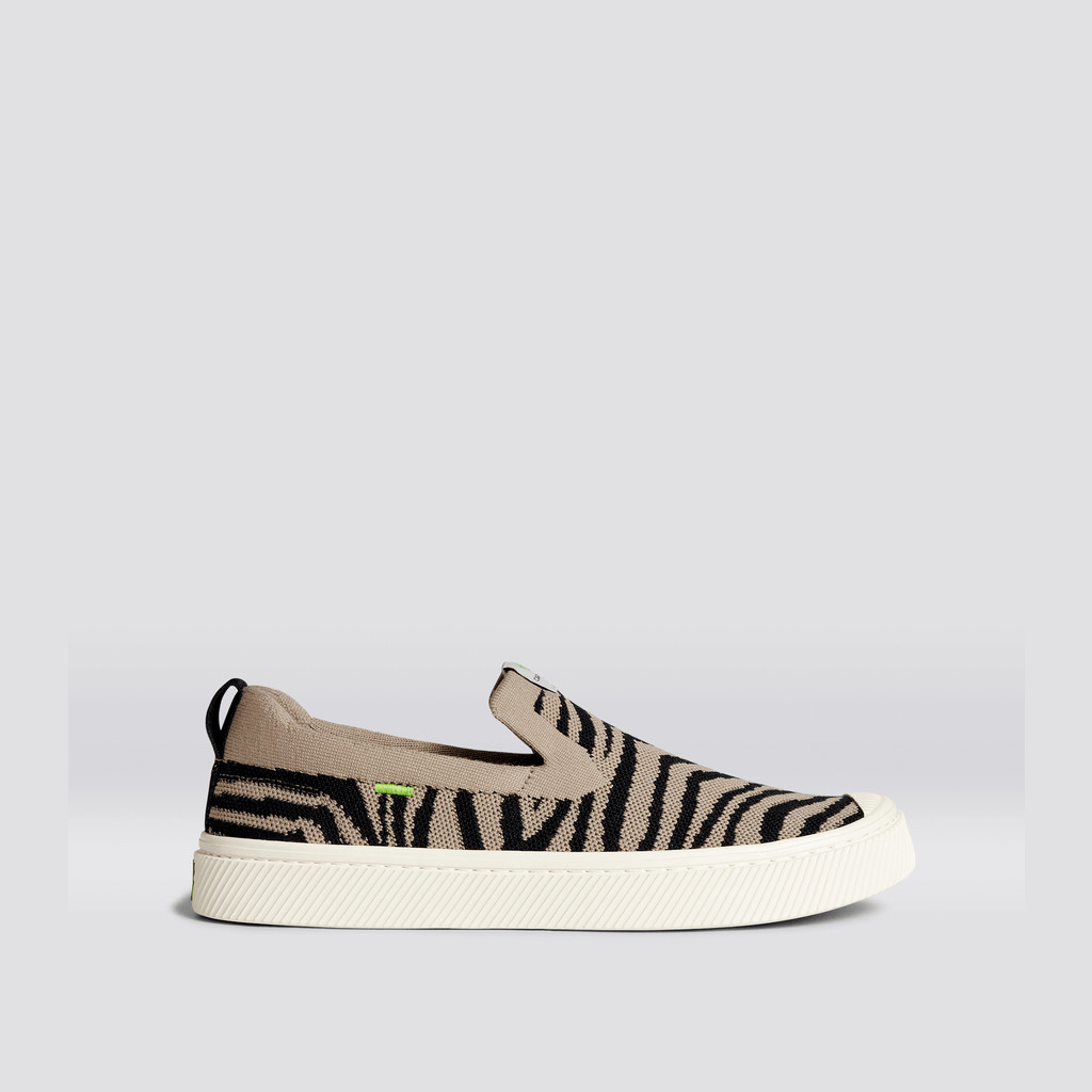 Cariuma Low Top Bamboo Weave Knit Vegan IBI Slip-On Dam Zebra Print | 402769-MXZ