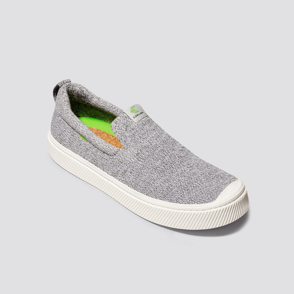 Cariuma Low Top Bamboo Weave Knit Vegan IBI Slip-On Dam Ljusgrå | 518469-TPY